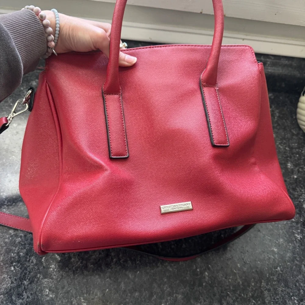 Christian Siriano New York Red Saffiano Satchel Crossbody Handbag